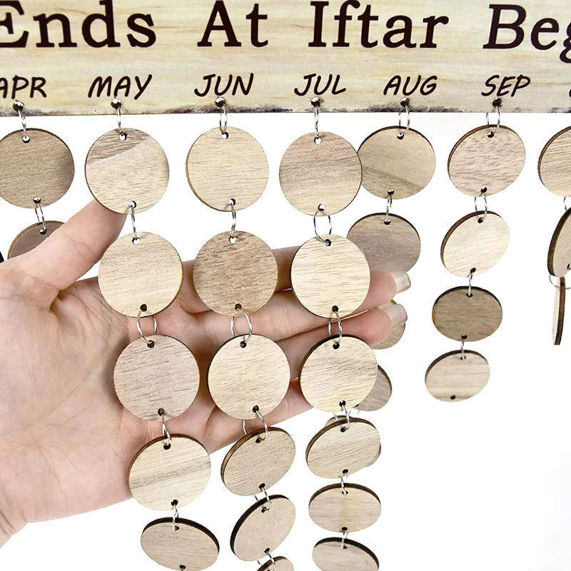 Eid Mubarak DIY Decor Wooden Calendar Pendant Family Wedding Birthday Special Days Countdown Reminder Board For Christmas Gifts