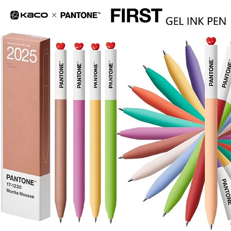 KACO Kawaii Annual Color Gel Pen 2pc 0.5 Black Rotating Stationery School Smooth Writing Fine Point Dual Ball Nib Signature