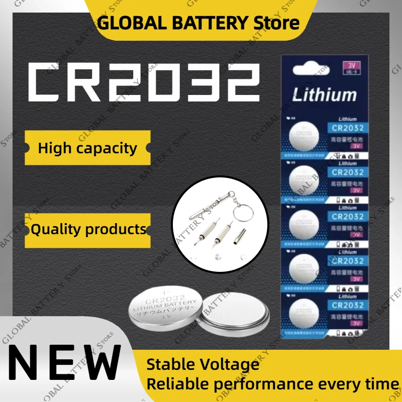 

High-Capacity CR2032 3V Lithium Button Cell - Fits Car Remotes, Watches, Toys, Calculators (200mAh)