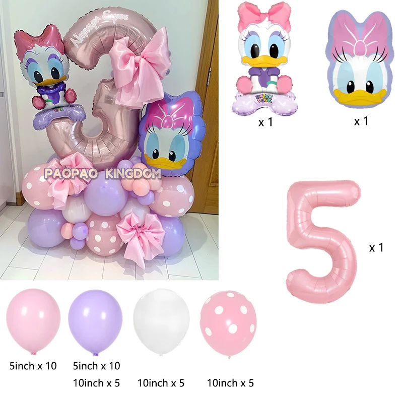 1set Children's Theme Cartoon Mouse Daisy  Donald Duck Helium Balloons Number Balloons  Baby Shower Kids Birthday Party Supplies view 6