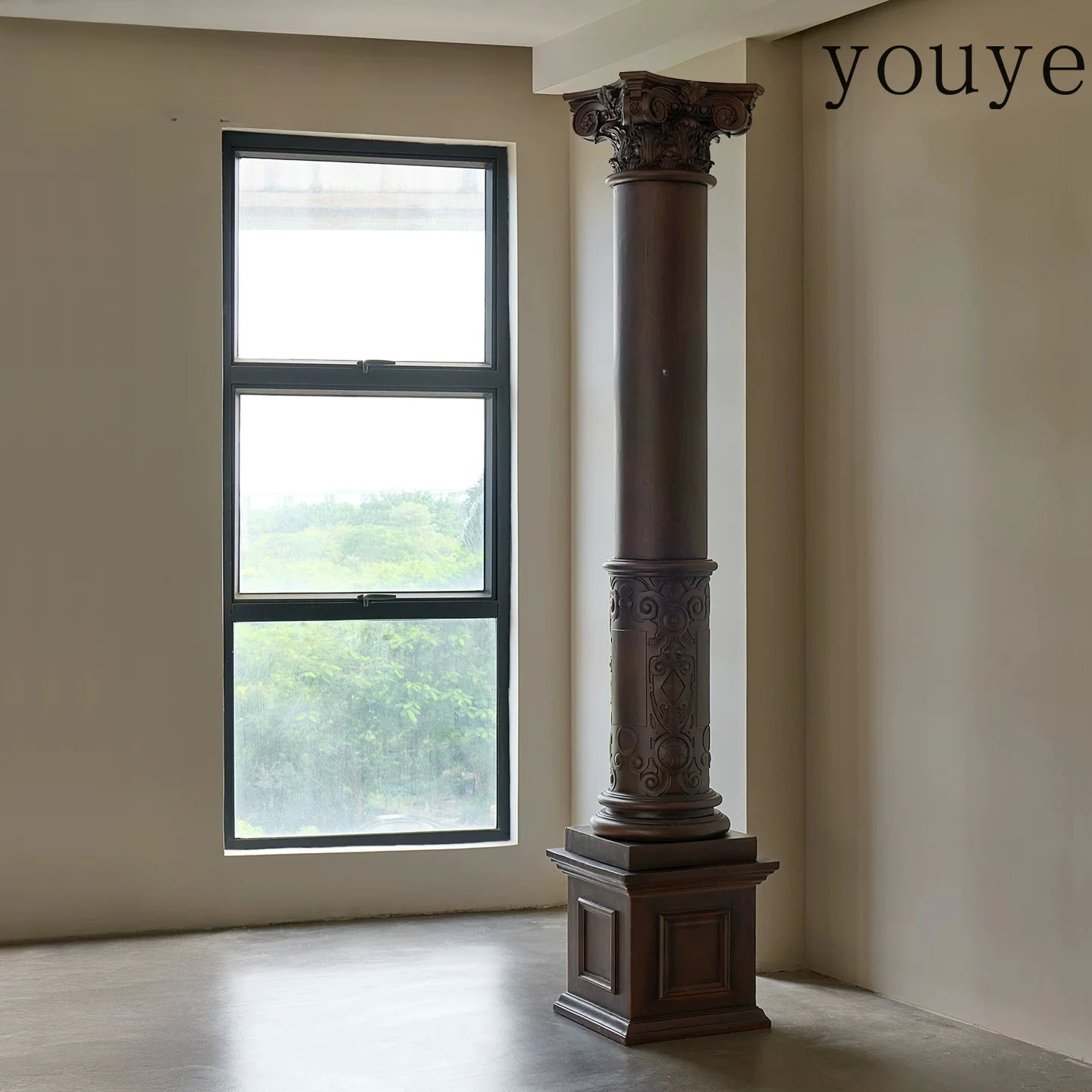 Retro decorative column tooling large flat-layer art Roman column imitation wood old medieval home ornament column