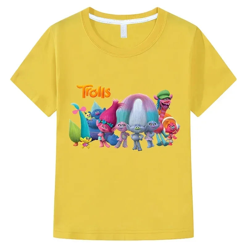 

Новая летняя одежда Fantasia Balloon Trolls, футболка для девочек, детская футболка для мальчиков, топы из 100% хлопка с короткими рукавами, детская одежда y2k, хлопок20