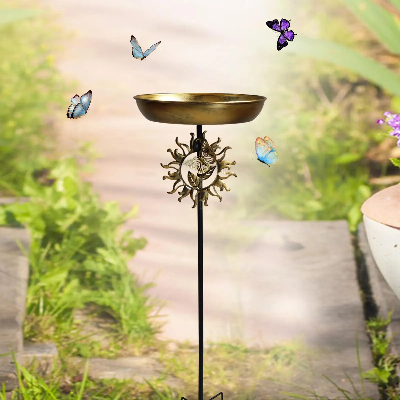 Freestanding Bird Bath Bowl Bird Feeder Tray Accessories Spacious Easy Installation Courtyard Backyard for Landscape Outside