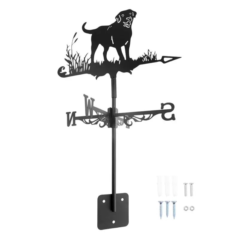 A68P-1Set Dog Metal Weather Vane Weathervane Silhouette Garden Decorative Wind Direction Indicator Iron For Outdoor Yard Farm