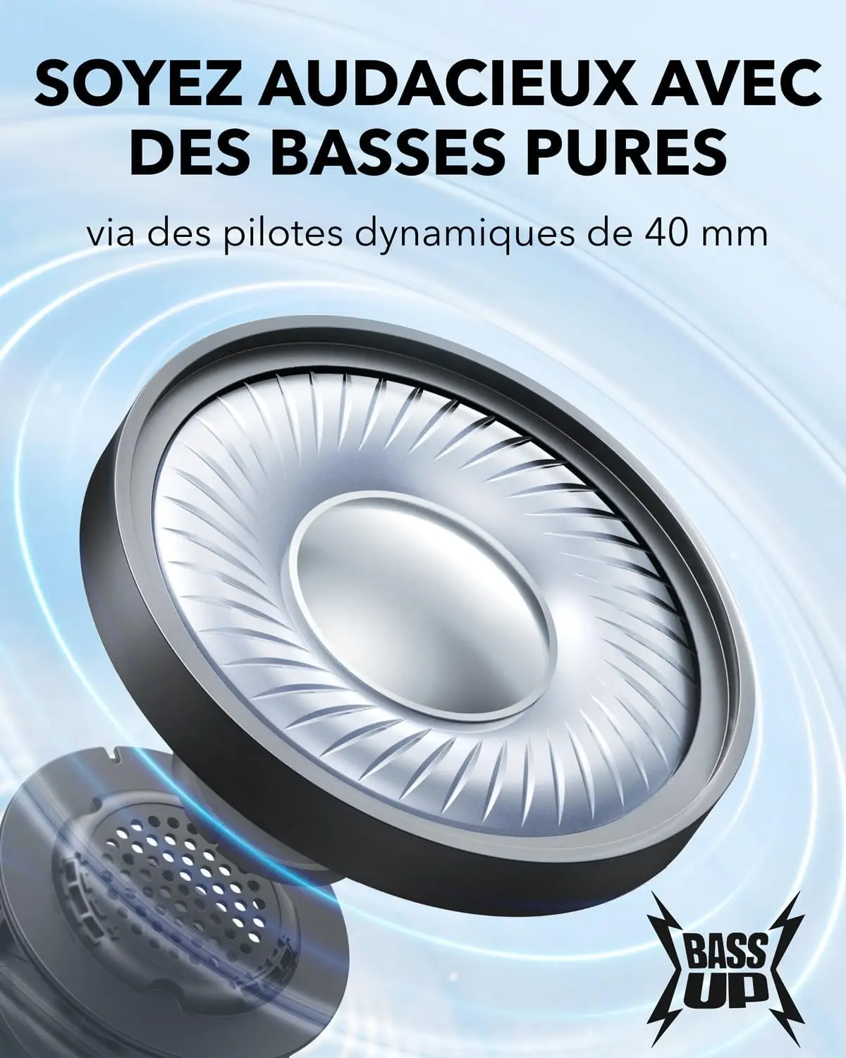 (مخزون الاتحاد الأوروبي) سماعات بلوتوث Soundcore H30i، قابلة للطي، لاسلكية، جهير نقي، عمر البطارية 70 ساعة، تصميم مريح فوق الأذن