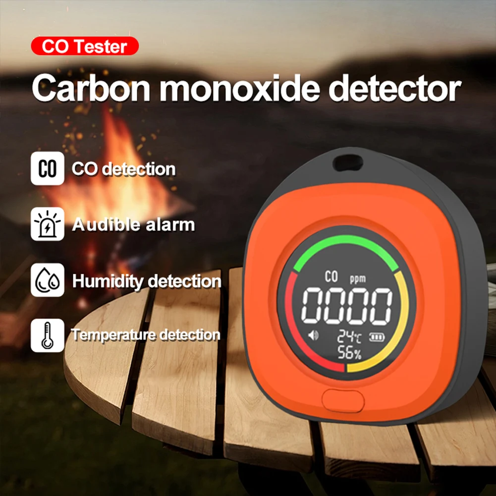 3 In 1 Carbon Monoxide Detector with Magnetic Suction CO Temperature Humidity Detector HD LCD Display for Outdoor Camping RV Car