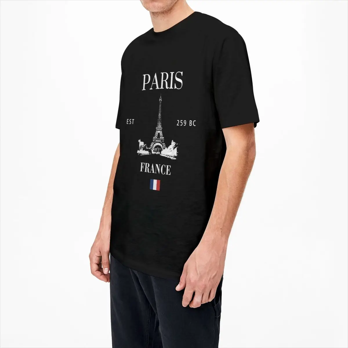 Men's T-Shirt Paris Eiffel Tower T-Shirts Harajuku French Flag Beach Tees Streetwear Casual Cotton Clothes Gift