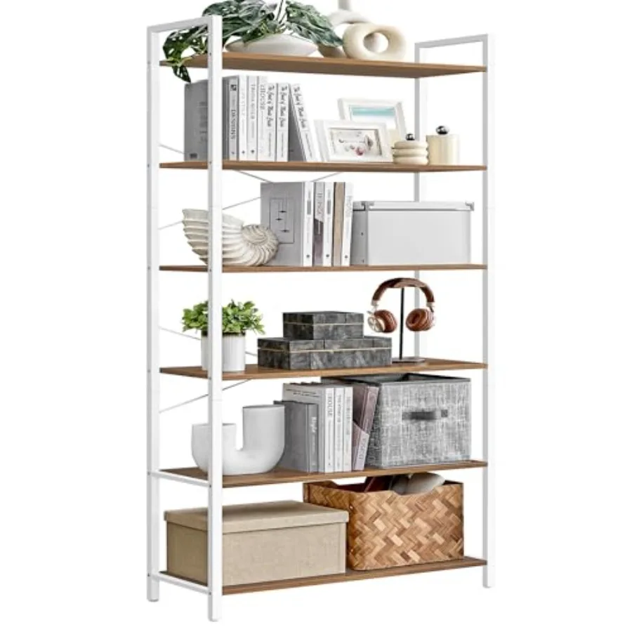 

6-Tier Bookshelf, Bookcase with Steel Frame, Book Shelf for Living Room, Home Office, Study, 11.8 x 31.5 x 73.2 Inch, Industria