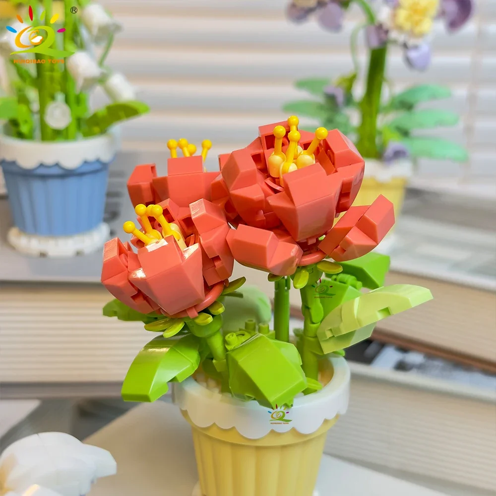 MOC Eternal Bouquet Micro Building Blocks Flower Model DIY Home Desk Plant Decoration Assemble Brick Toy For Children