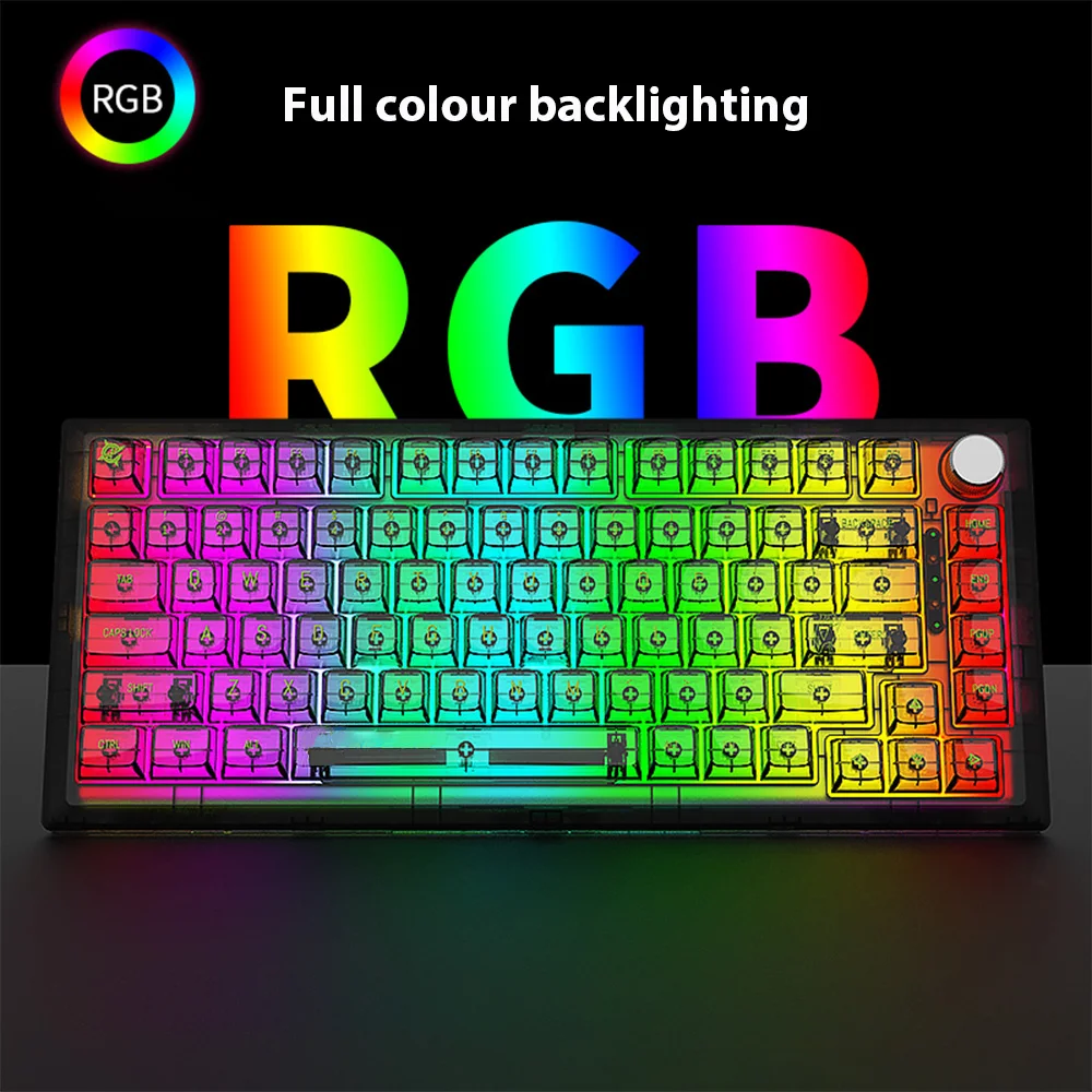 Imagem -05 - Rgb Kit Teclado com Fio Mecânico Rgb Ajuste de Volume Hot Swap Satellite Axis Gaming Keyboard 75 Personalizado