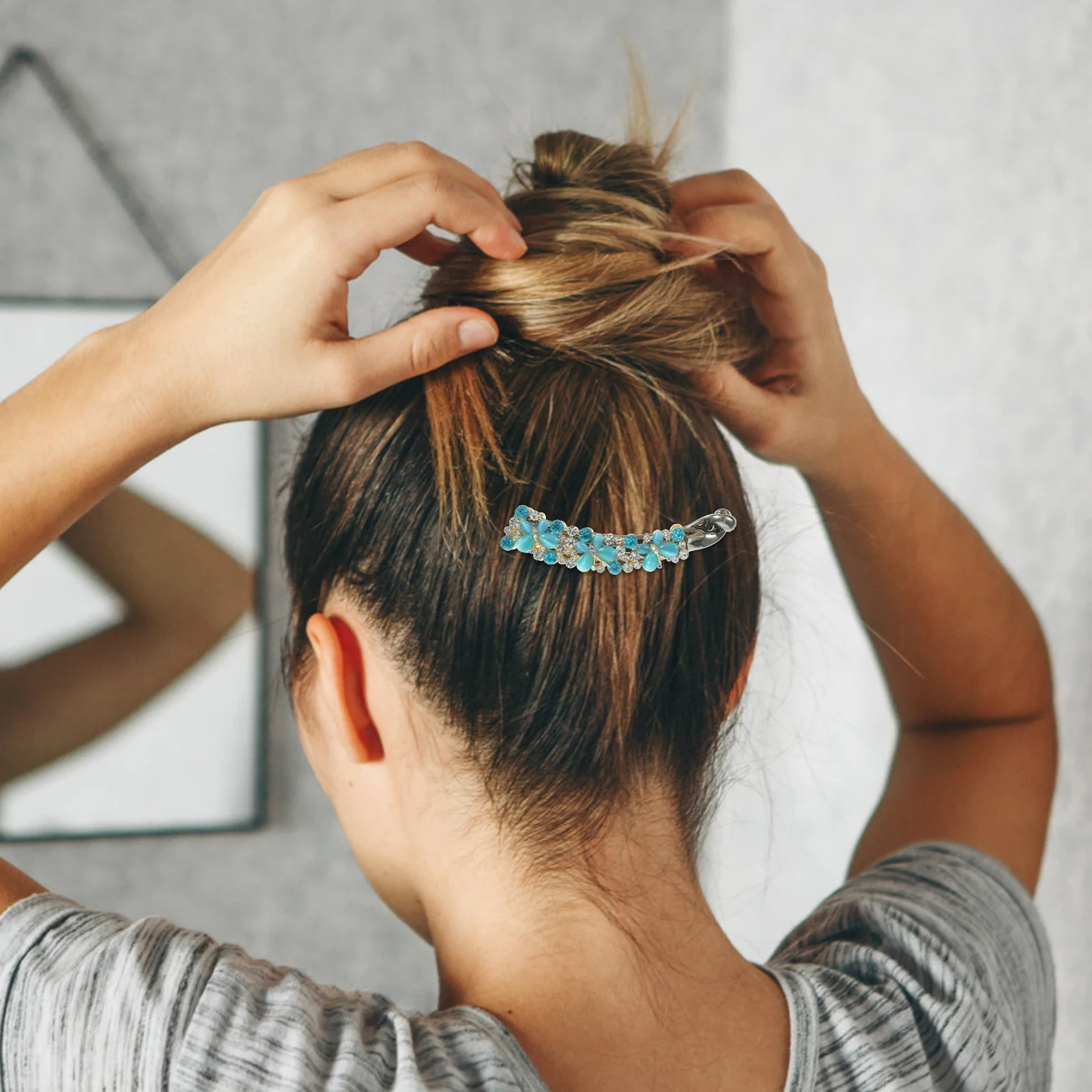 

Banana Clip Hair Accessories Women Rhinestone Vintage Hairpin Styling Fine Long Clips Thick Comb Curly Retro 80s