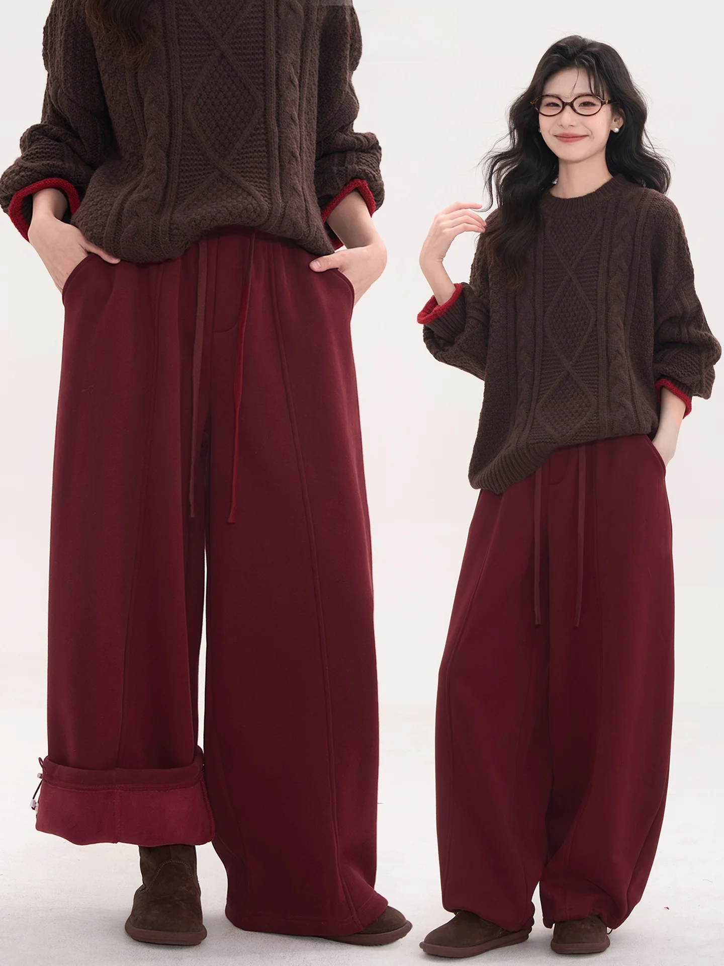 

Зимние повседневные брюки Heme на флисовой подкладке, женские брюки с высокой талией и эластичным поясом, удобные теплые хлопковые брюки