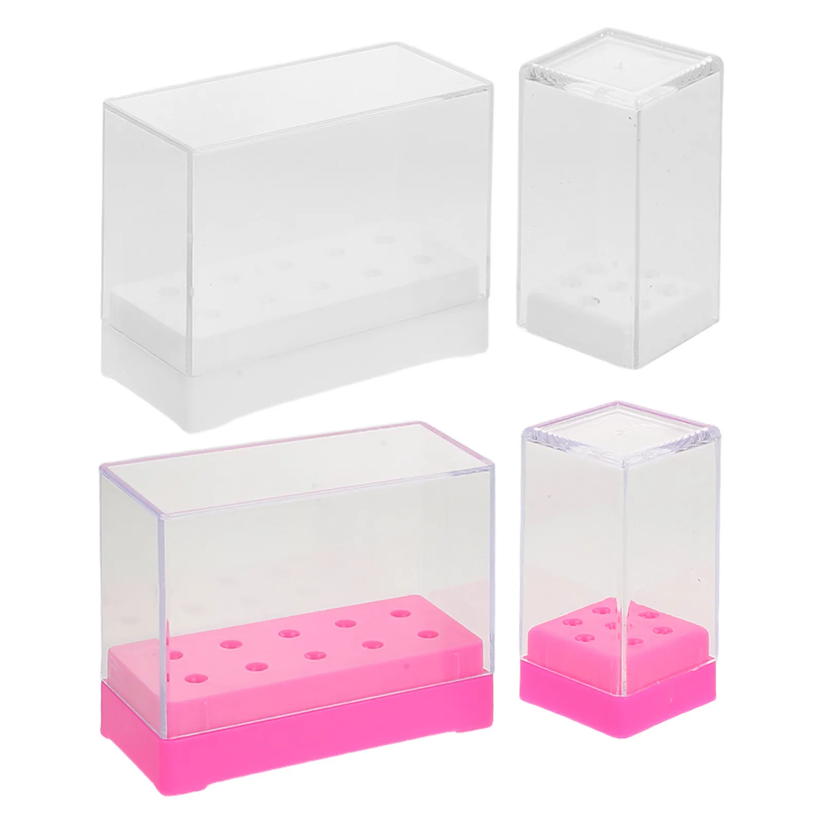 4Pcs Manicure Storage Organizer Box Nail Tool Holder Stand with Display Function for Desktop Nail Supplies Arrangement