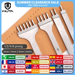 WUTA 1Set 4pcs Basic Leather Chisel Tool Diamond Pricking Iron Hole Punch Stitching Leather Craft tools 3/4/5/6mm 1-2-4-6 teeth