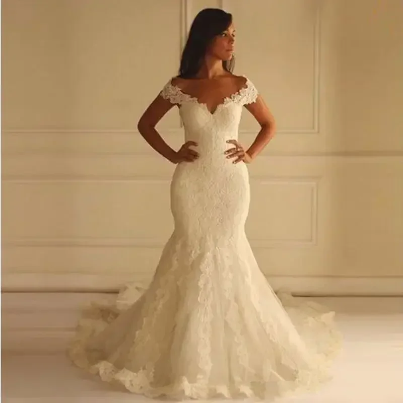Customized Off The Shoulders Mermaid Wedding Women Measurements Vestidos De Novia Sexy Lace Appliqued Gowns Custom Bridal Dresse