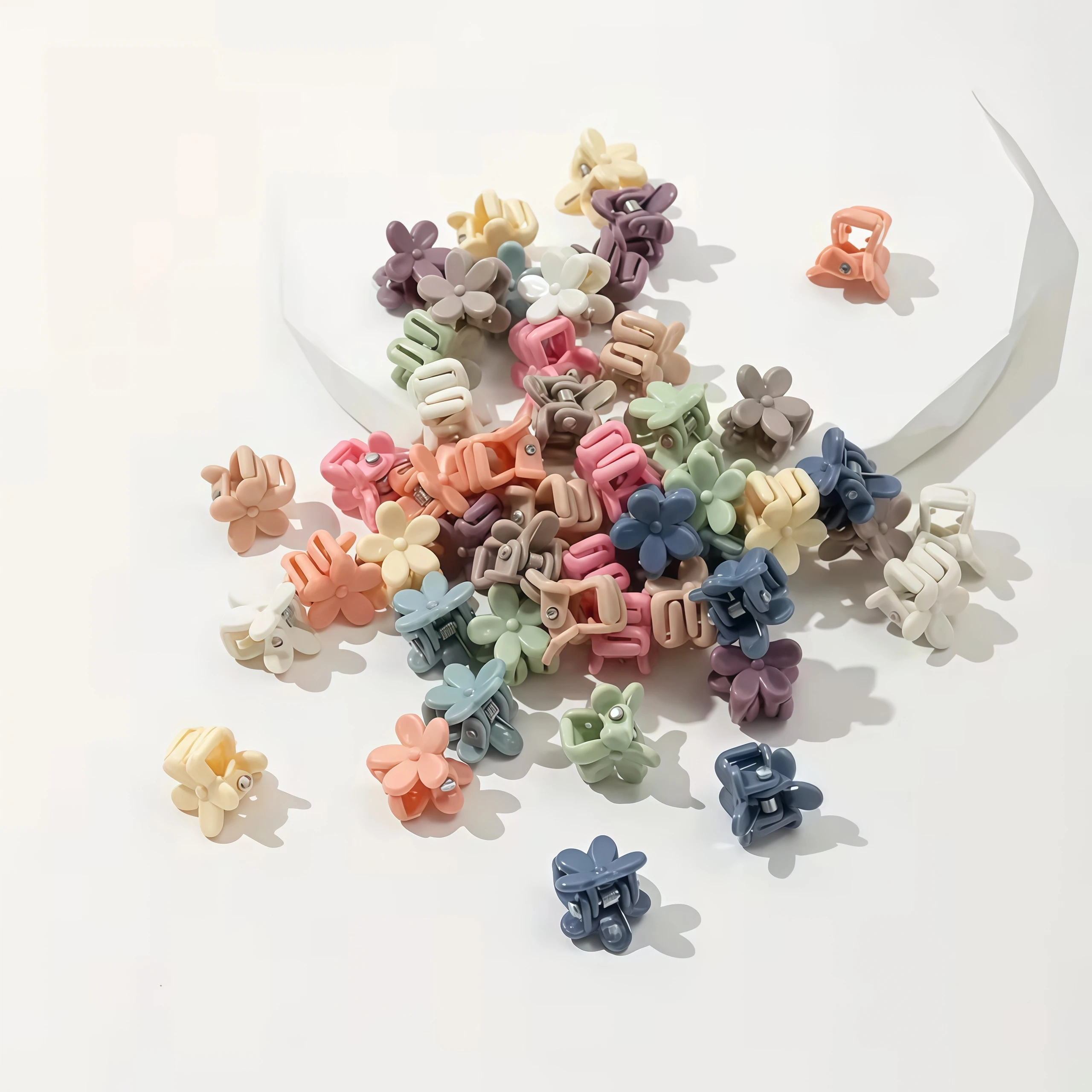 50-Pack Mild Pastel Floral Hair Clips for Kids - Cute Hair Accessories for Girls