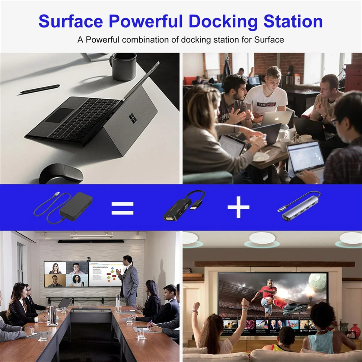

Док-станция USB C с блоком питания — док-станция 11 в 1, тройной дисплей 2 + VGA для Pro 11/10/9/8/X/7