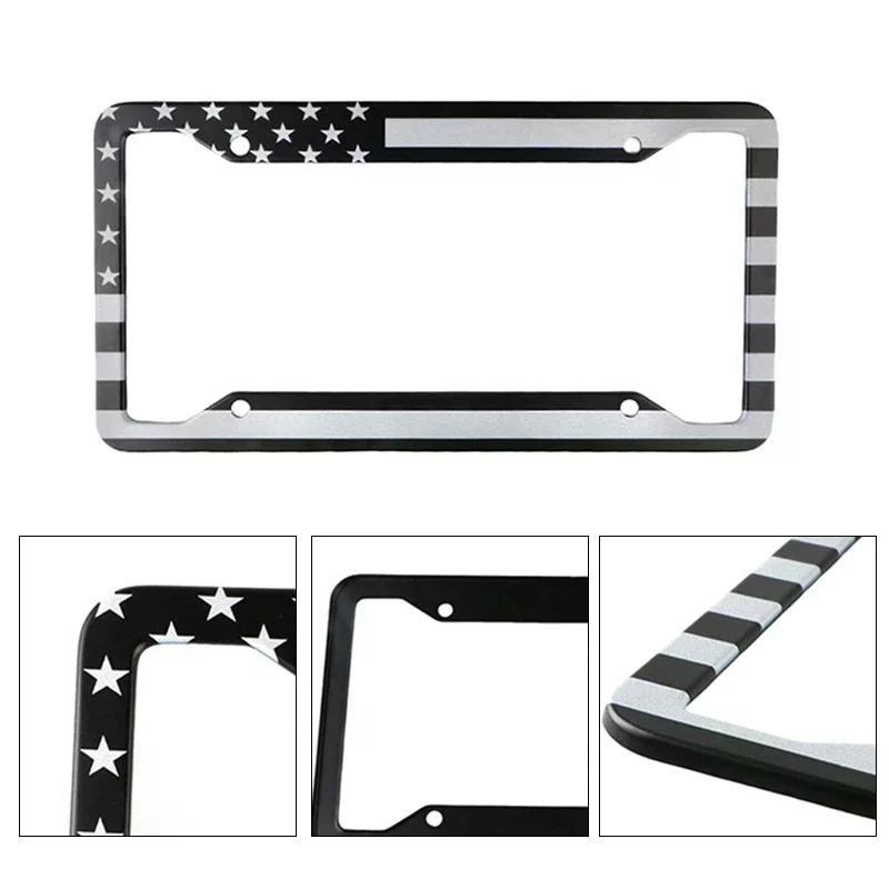 American Flag License Plate Holder, Vintage Aluminum Durable License Plate Holder Suitable For American Vehicles 31x16cm