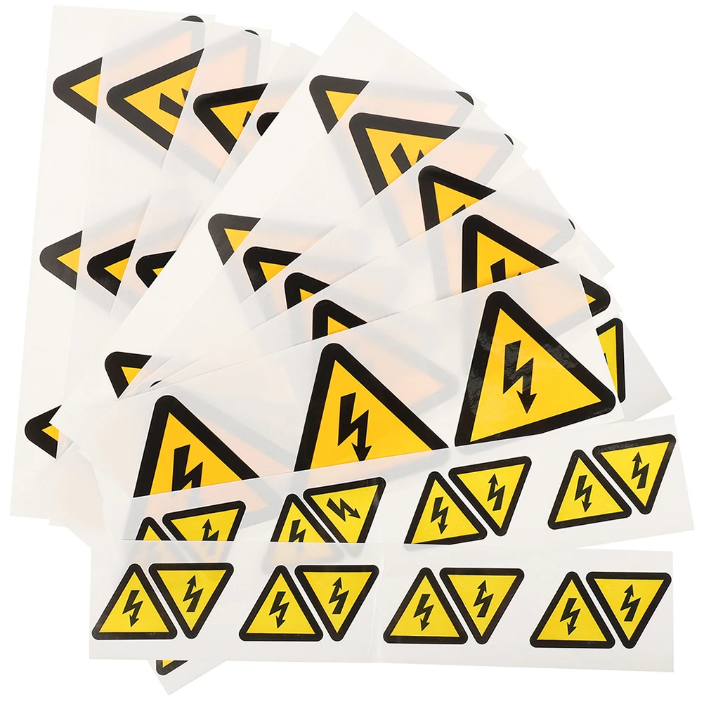 

24pcs Yellow Triangle Electric Shock Warning Stickers High Voltage Safety Signs Caution Labels Traffic Warning Symbols