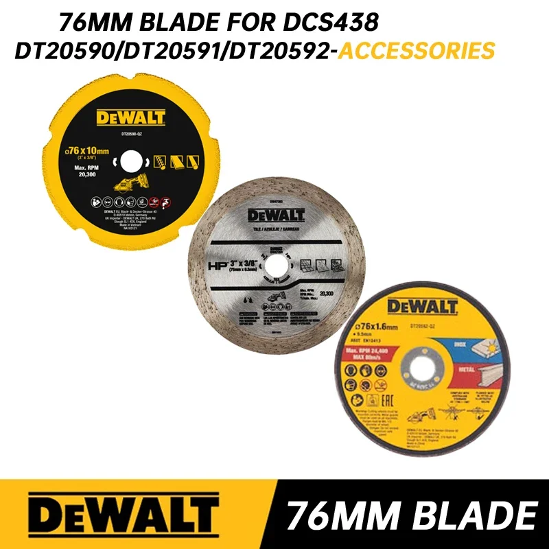 DEWALT DT20590 DT20591 DT20592 76MM Multi Material Blade Diamond Tile Blade Steel Cutting For DCS438 Power Tool Accessories