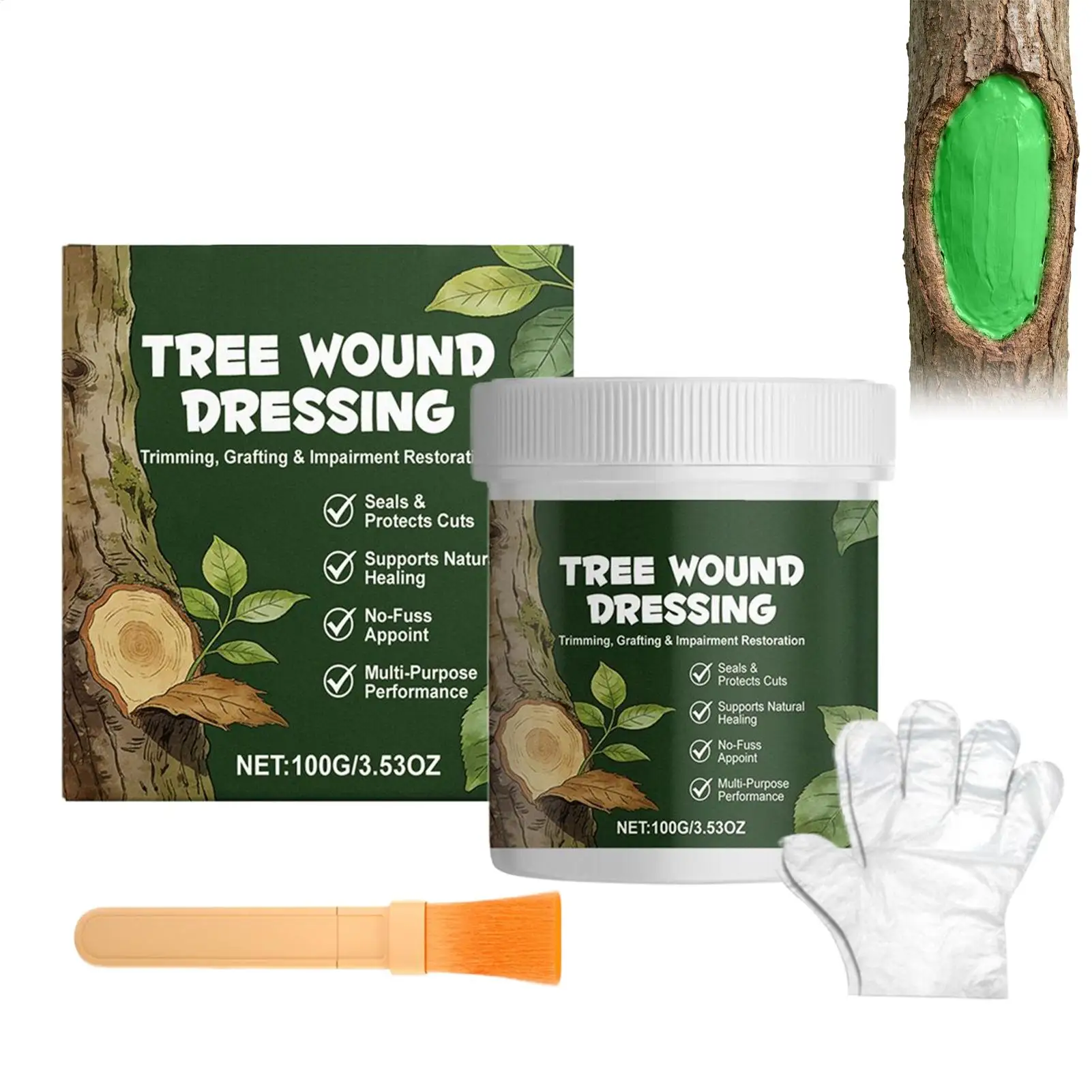 100g Tree Wound Bonsai Cut Paste Plant Restoring Regrowth Sealant Smear Agent Pruning Compound Sealer With Brush Tree Repair