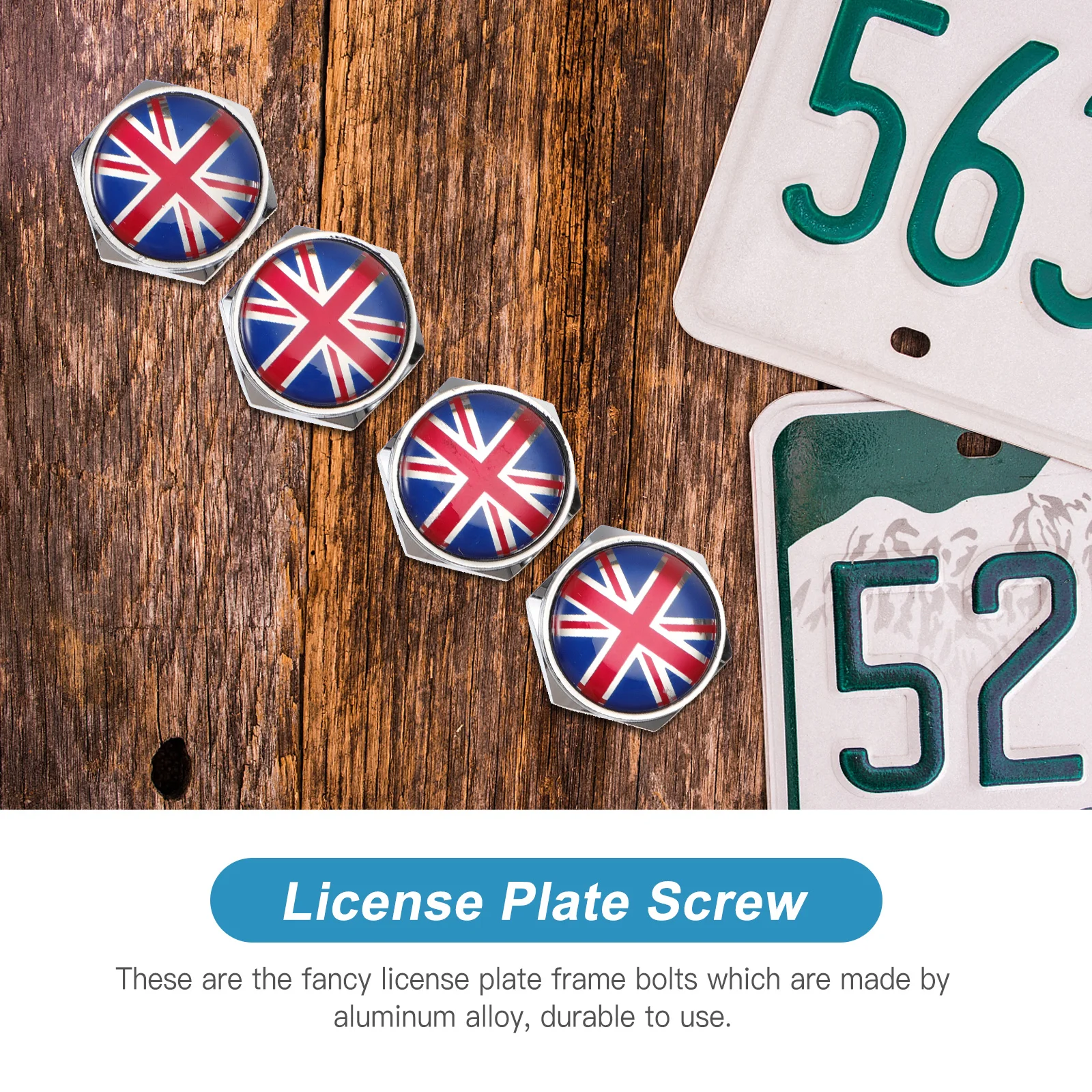 

4pcs License Plate Frame Screw Durable Aluminum Alloy Car Motorcycle Fastener Practical Design Universal Fit Excellent Texture
