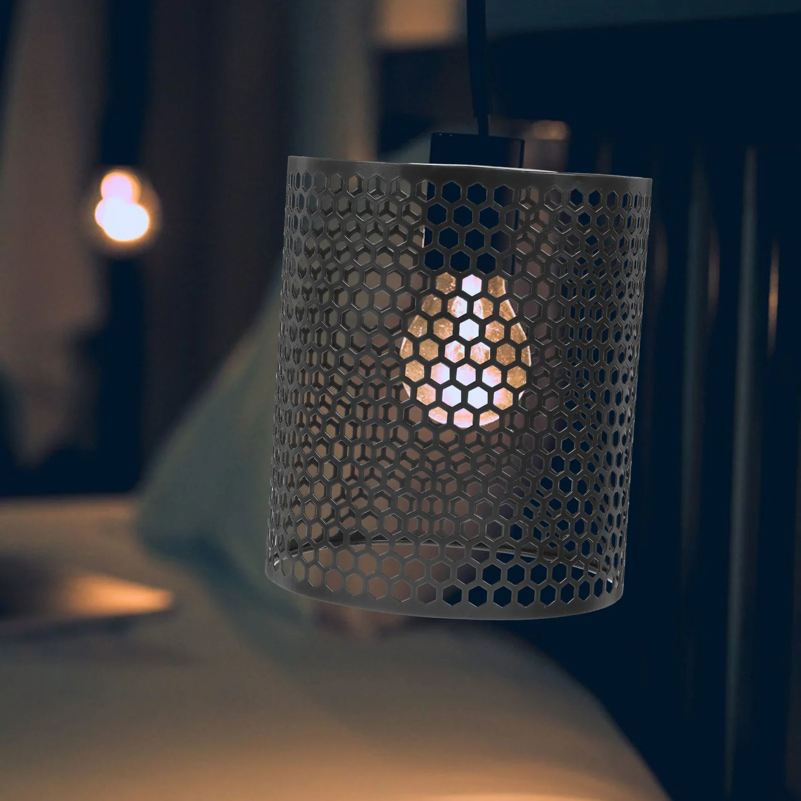 

Iron Lamp Shade Hollow Design Modern Pendant Light Cover For Indoor Decor, Rustic Drum Lampshade Holder Lighting Fixture