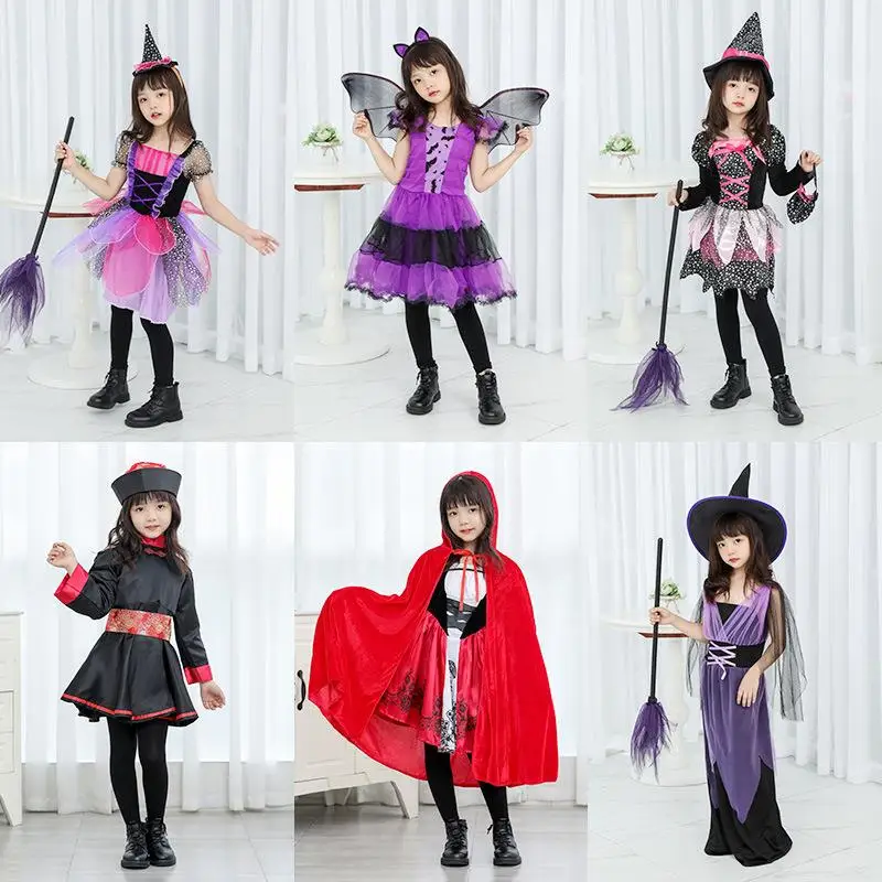 loween Children's Girls' Witch Cloak Costume Ethnic Stage Wear Spring 2023 No Brand Registered Trademark