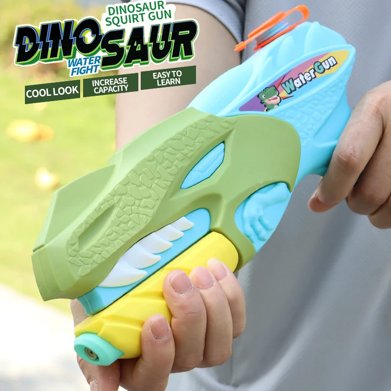 Pistola de água de dinossauro poderosa para crianças, pistola de água de grande capacidade, longa distância, brinquedos ao ar livre para meninos,