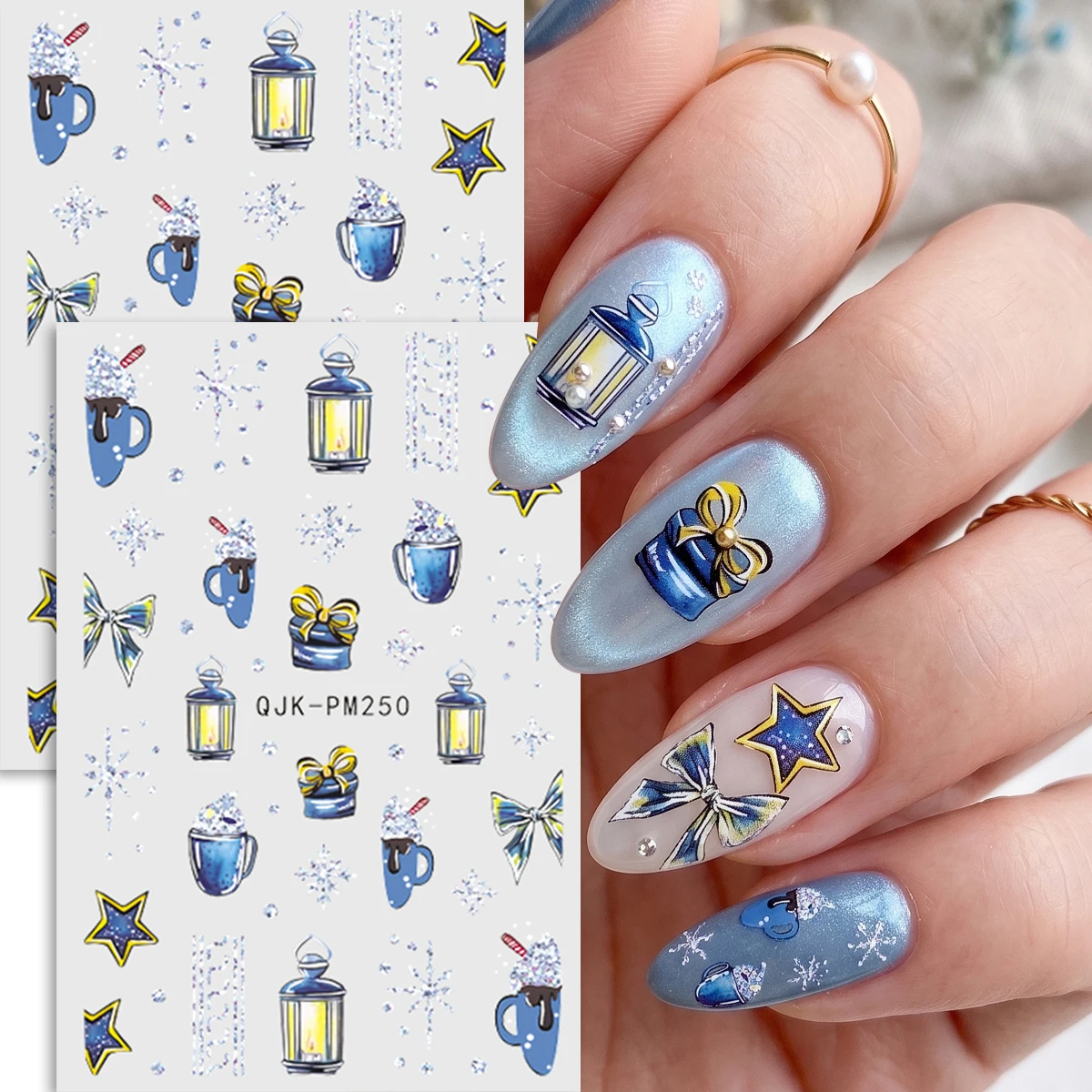 2 шт. зимних блестящих наклеек – обзор и цена Nail Art Ice Blue