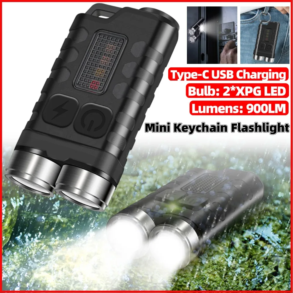 

Super Bright Pocket Torch Light XPG LED Multifunctional Mini Keychain Flashlight Type-C USB Rechargeable Outdoor Camping Torch