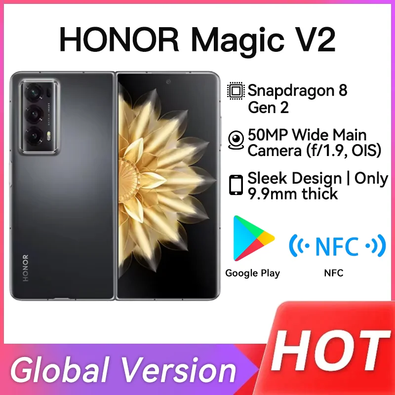 Honor Magic V2 Global Version 5G Foldable LTPO OLED Mobile Phone 7.92