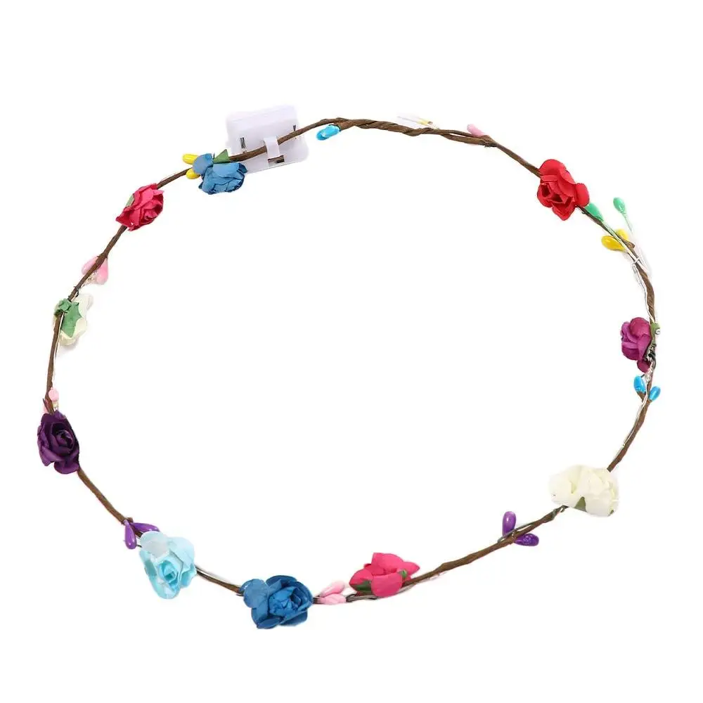 Trara لوصيفة العروس هيرباند عطلة للعروس مصباح ليد مضيئة متوهجة إكليل إكليل عقال زهرة التيجان عقال الشاطئ عقال