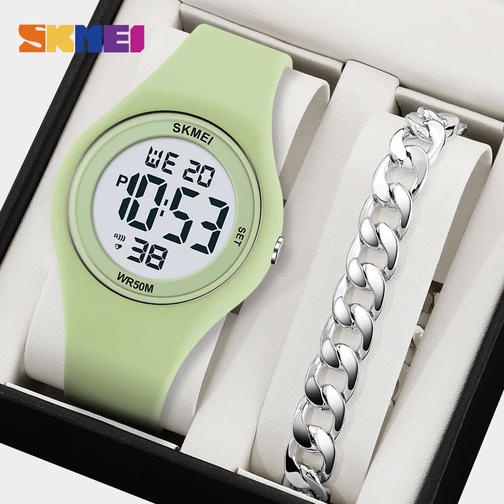 

SKMEI для мужчин, женщин, студентов, 5 бар, водонепроницаемый секундомер, цифровые спортивные часы, молодежные уличные наручные часы и браслет Reloj Hombre