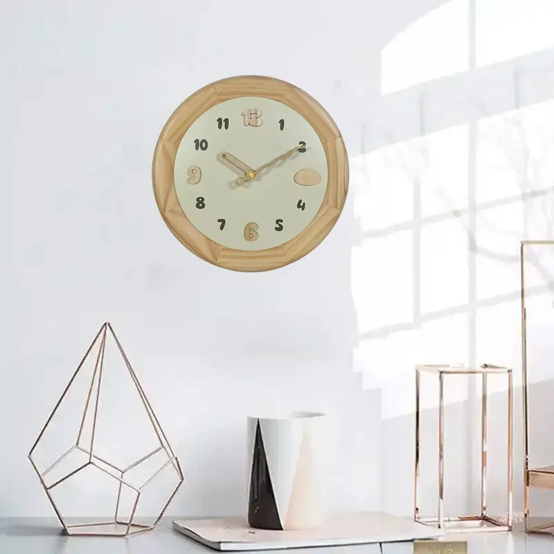 for Simple European Style Solid Wood Wall Clock Living Room Bedroom Silent Clock Modern Home Decoration Wooden Creative Clock