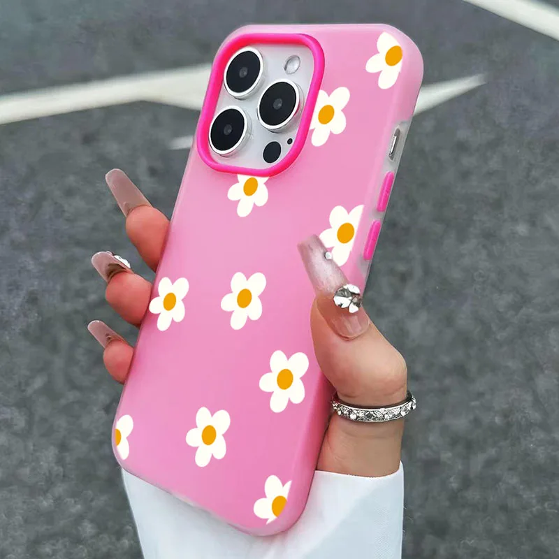 Custodia opaca 2 in 1 con motivo Little Orange Flower per iPhone 17 16 Pro Max Air 15 14 Plus 13 12 11 XS X XR 16Plus 16E Cover