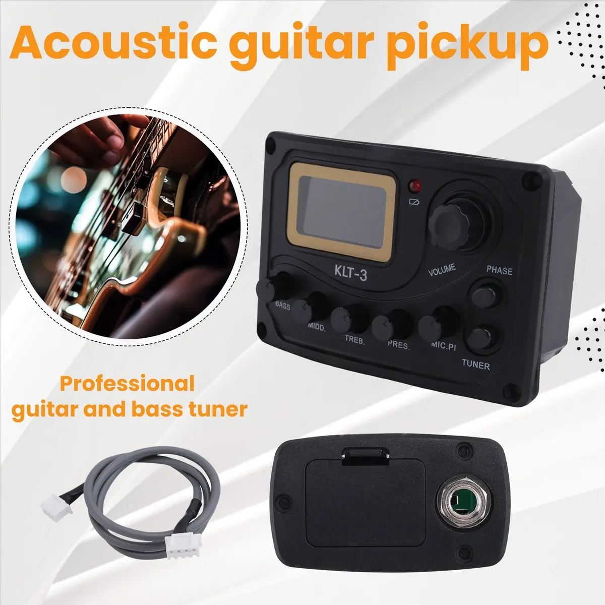 【CYBER MONDAY】4 Band EQ Equalizer -3 Acoustic Guitar EQ Preamp with Digital Tuner Guitar Pickup