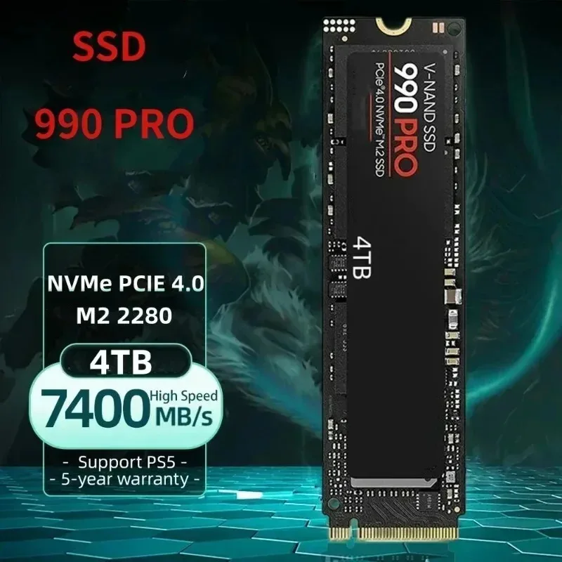 Genuine 990 PRO M.2 2280 PCIe Gen4 SSD, Capacities 512GB/1TB/2TB/4TB, 7450MB/s Read, for PS5, Gaming Laptops & Desktop PCs.