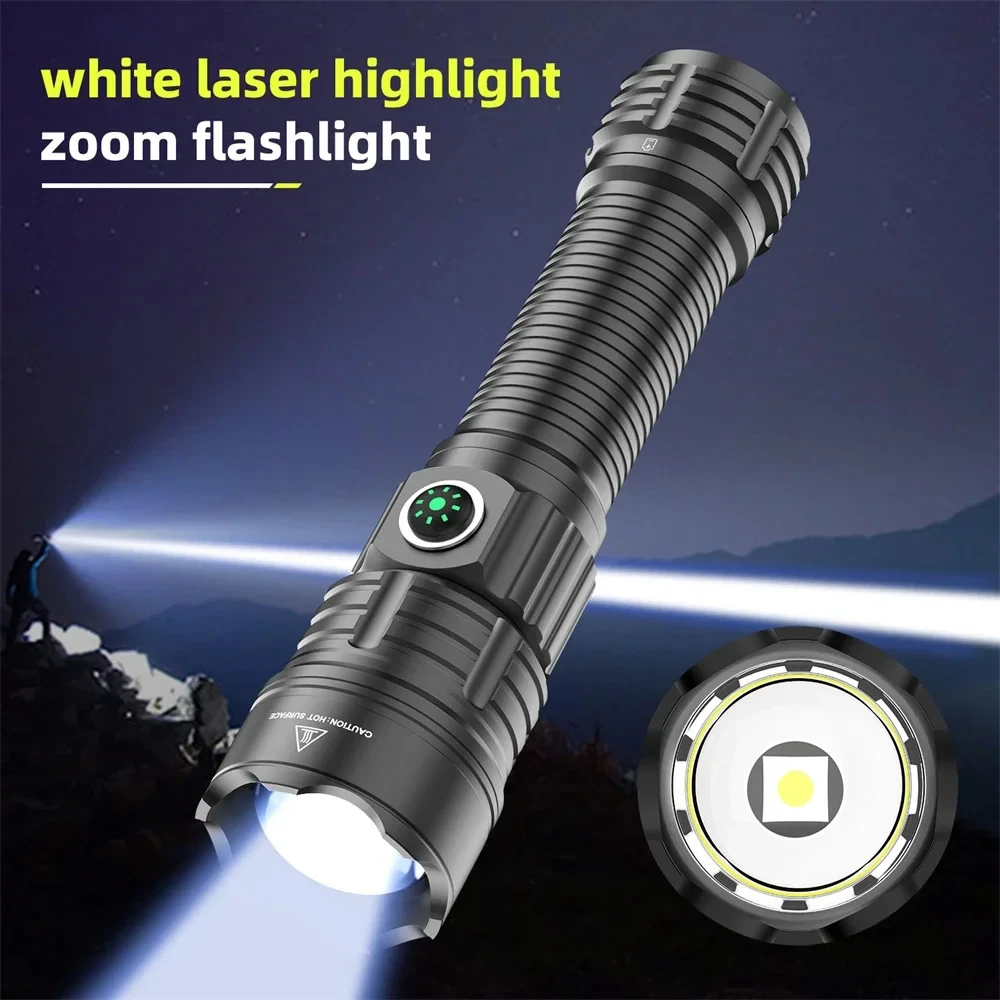 LED Flashlight Tactical Night Scout Hunting Lights Set Long-Shot Powerful Type-C Rechargeable Outdoor Waterproof Torch