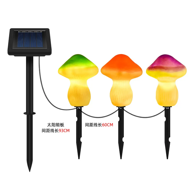 Newness Solar Lights, Set of 3 Solar Mushroom Lights, Outdoor Waterproof Solar Powered Mushroom Lights, Garden Stake Lights