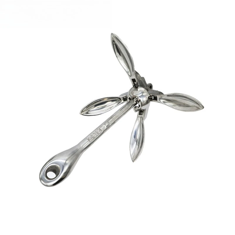 10KG Folding Anchor 316 Stainless Steel Mirror Polished Foldable Marine Yacht Anchor Boat Hardware Accessories