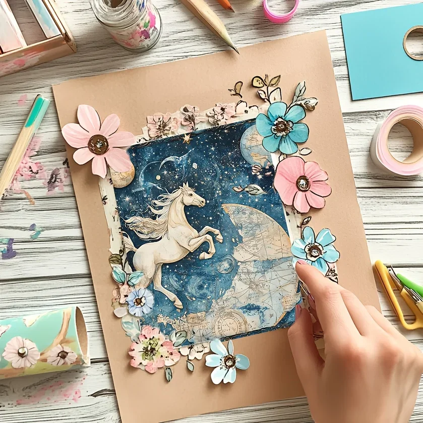 Paquete de 36 hojas de papel para álbum de recortes con cielo estrellado de 6x6 pulgadas, papel decorativo para álbum de recortes con patrón artístico, papel decorativo DIY
