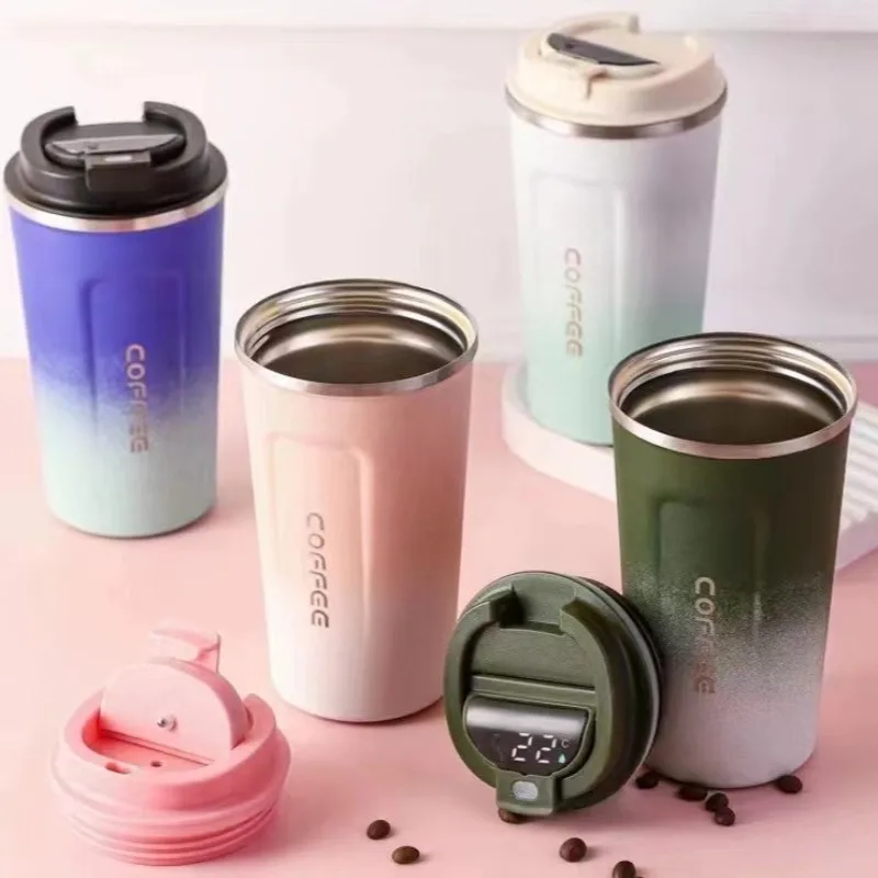 

380/510ml Thermos Coffee Mug Stainless Steel Coffee Cup Temperature Display Vacuum Flask Thermal Tumbler Insulated Water Bottle