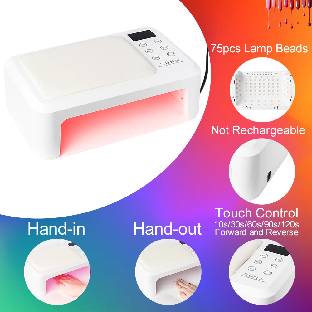 Professional UV LED โคมไฟเล็บ 368W โคมไฟเล็บแบบมีสายเครื่องเป่าเล็บแห้งเร็วโคมไฟสําหรับเล็บ Big UV โคมไฟเล็บมือ Pad