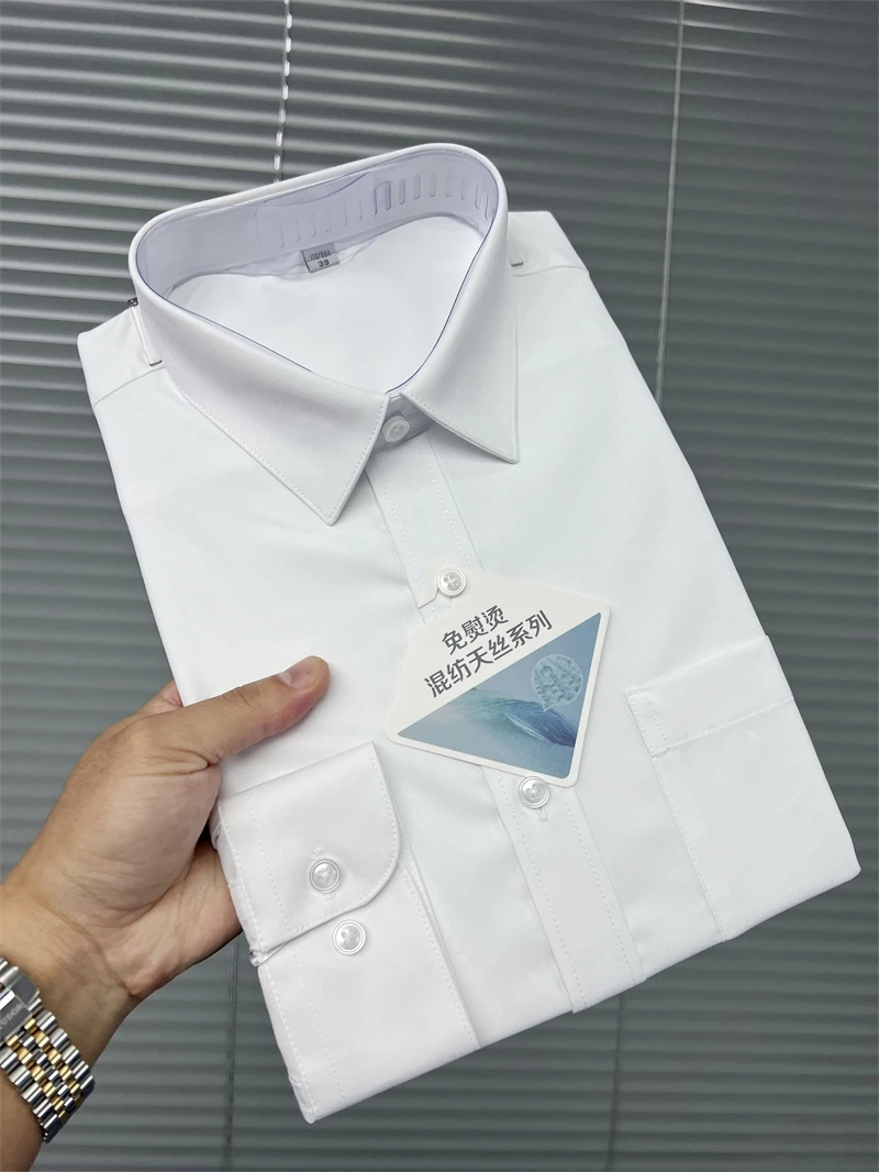 

Мужская шелковая рубашка Svip класса люкс с длинным рукавом: комфортная, повседневная, деловая, модная, весенняя, не требующая глажки, стандартный крой, городской стиль