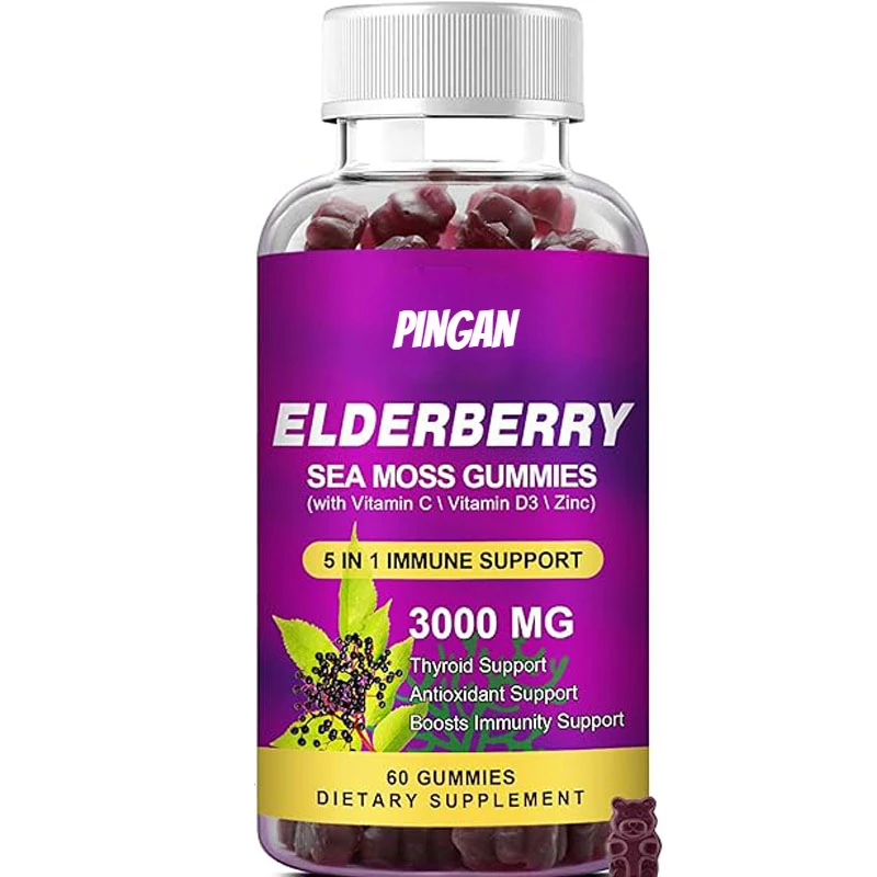 

Elderberry and Seaweed Gummies, Organic Black Elderberry with Zinc and Vitamin C, D3 for Adults and Children, - Vegetarian
