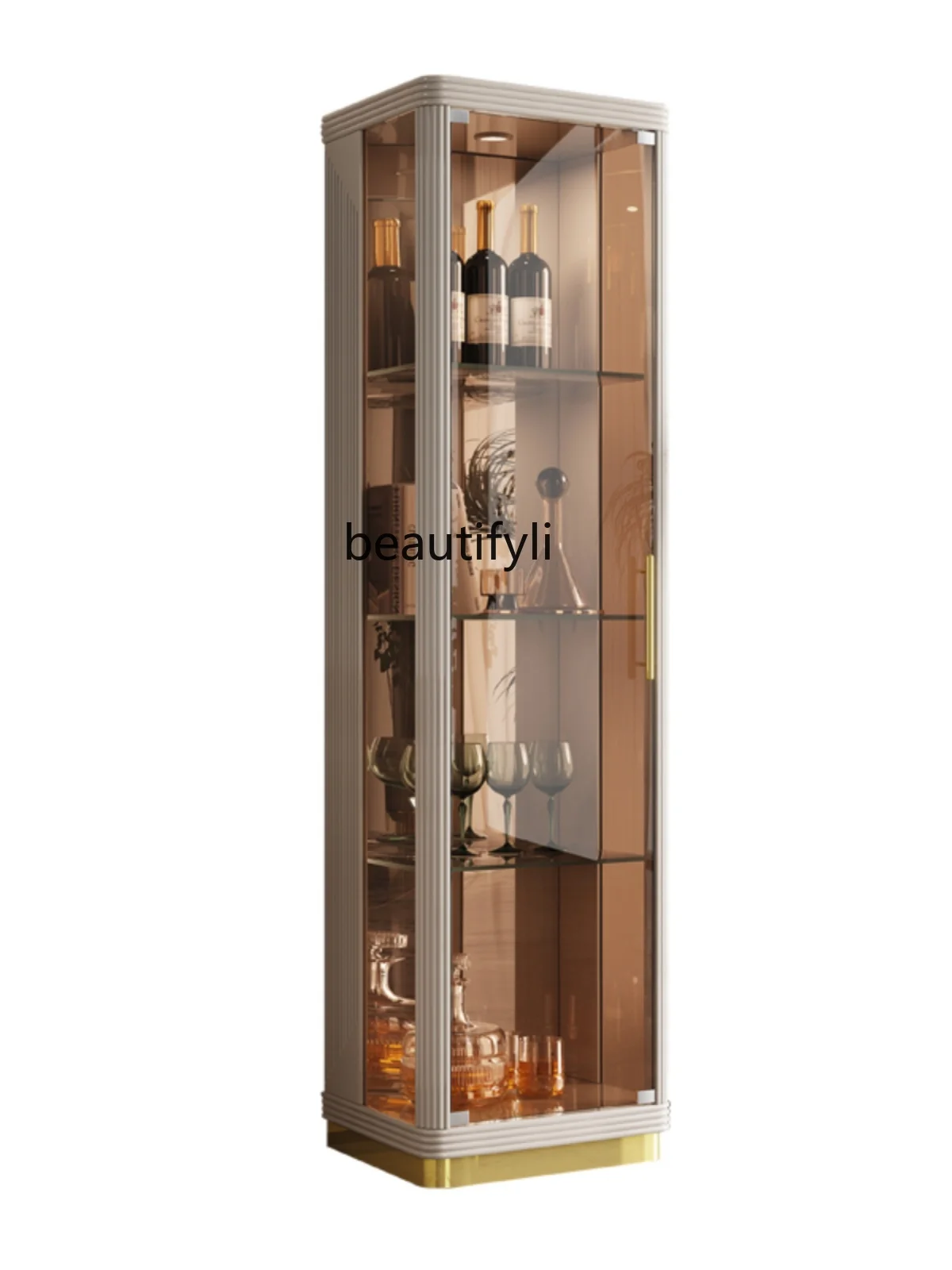 

Cream living room wine cabinet, household, glass door display, TV side cabinet