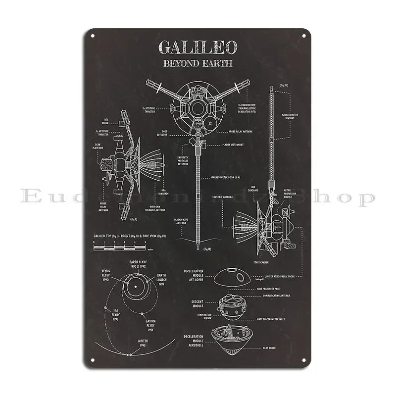Galileo Outer Planet Exploration Probes Blackboard Metal Sign Wall Cave Wall Pub Personalized Party Club Kitchen Tin Sign Poster