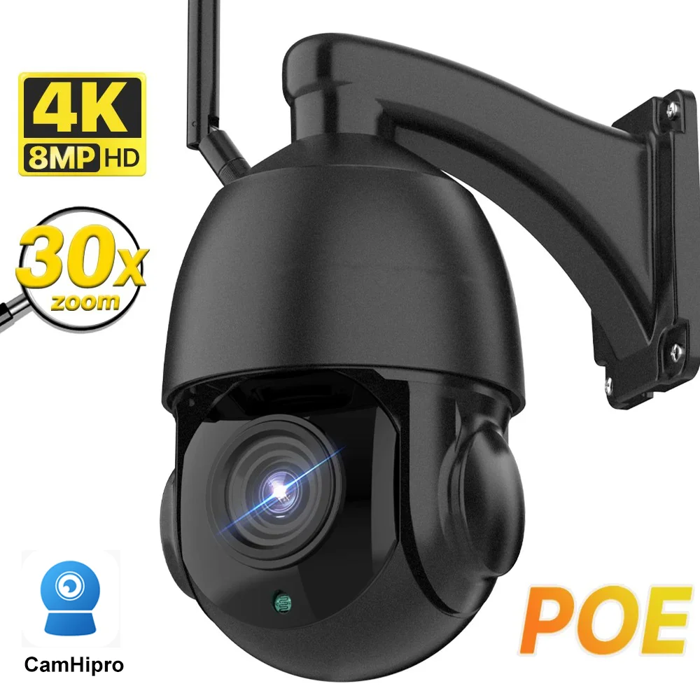 

SONY Sensor 8MP 4K WIFI PoE PTZ IP Camera Outdoor Human AI Auto Tracking 30x Zoom Onvif P2P Audio Security Camera Camhipro APP