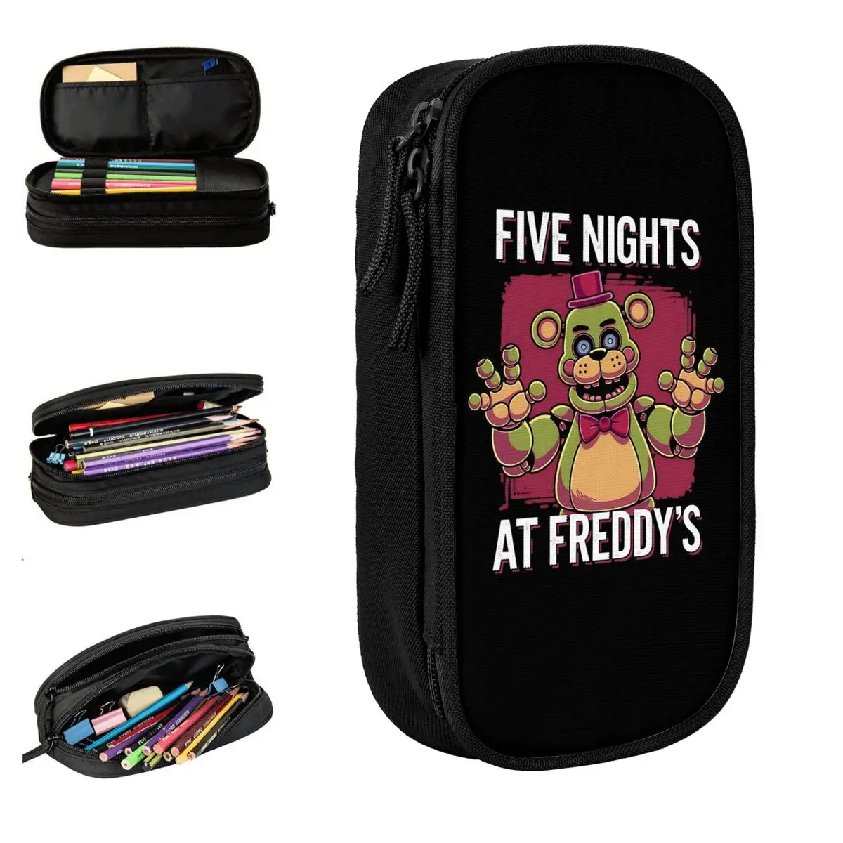 

FNAF At Freddys Pencil Case Pencilcases Pen Holder for Girl Boy Big Capacity Pencil Bags Students School Zipper Accessories
